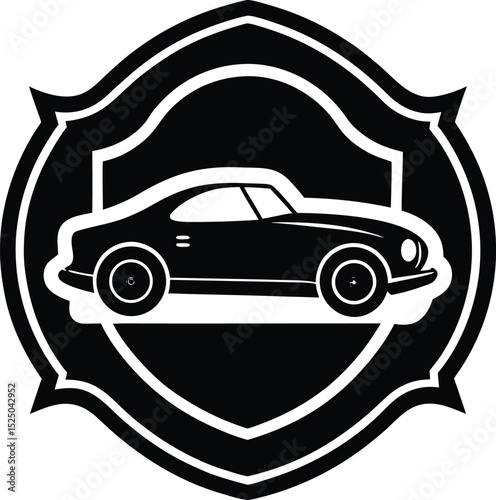 Classic black car silhouette icon vector illustration for automotive transport design