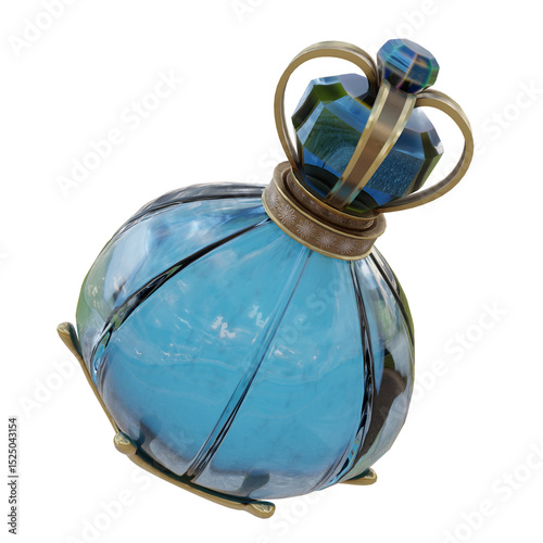 3D rendered magic potion bottle isolated on transparent background