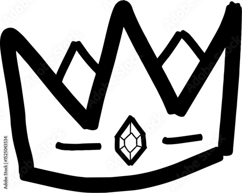 Icon Vektor Hand-Drawn Crown Illustration Royalty, Power, and Majesty