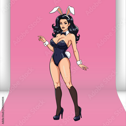 Stylish female character in bunny costume with playful confident vibe