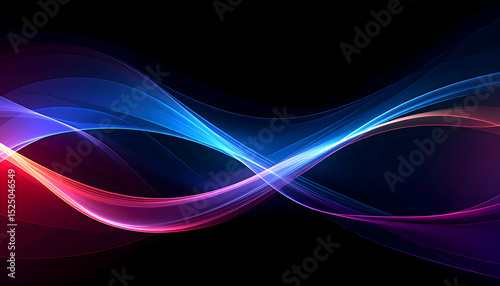 Colorful wave patterns with blue pink and purple tones on black background