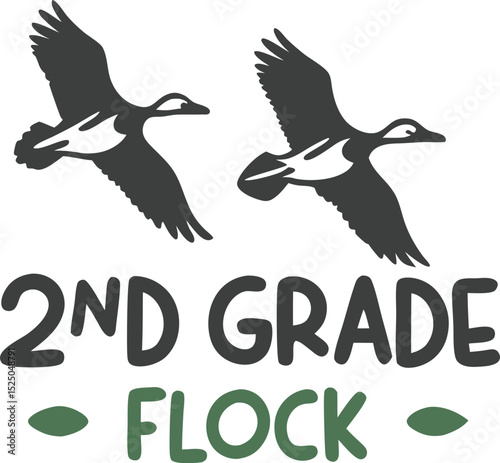  Two  and grade flock  typography T-shirt Design Print Ready eps file 