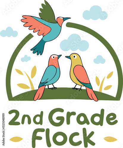  Two  and grade flock  typography T-shirt Design Print Ready eps file 
