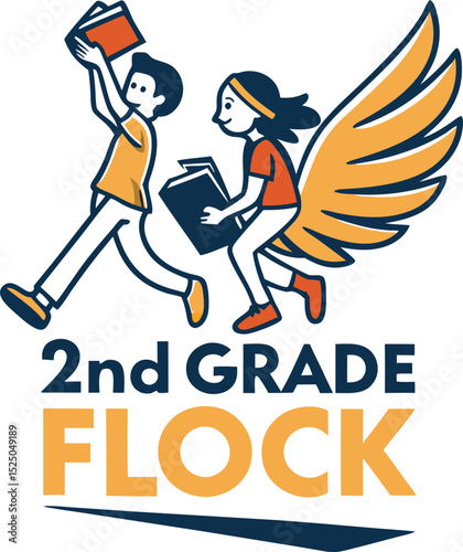  Two  and grade flock  typography T-shirt Design Print Ready eps file 