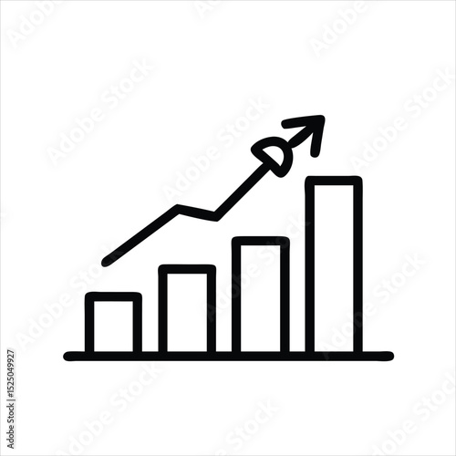 Hand drawn bar graph showing growth isolated on white background