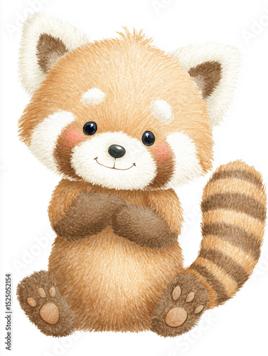 hand-drawn watercolor illustration of cute cartoon raccoon or bear,watercolor of animal on white paper