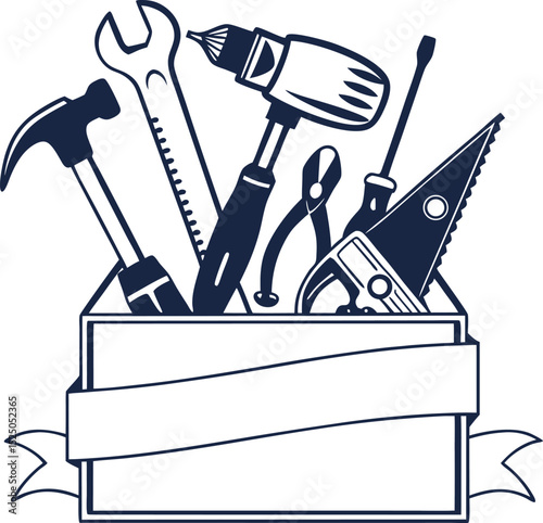 Collection of hand tools and workshop equipment illustrations