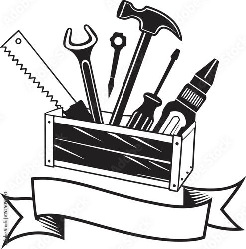 Collection of hand tools and equipment illustrations