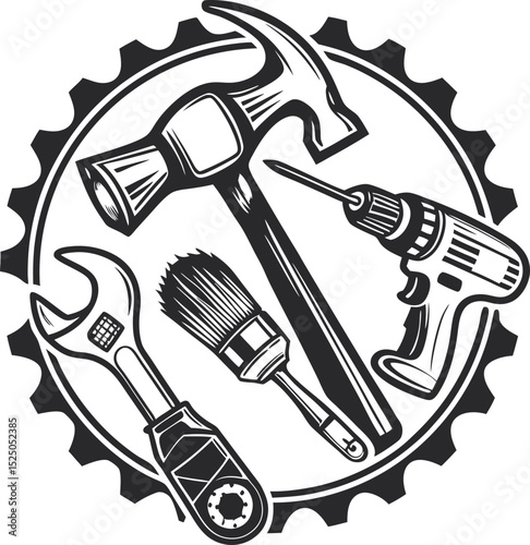 Collection of hand tools vector graphics