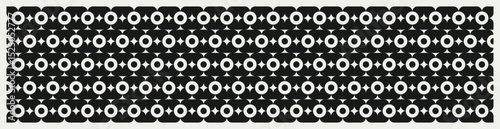 Mid century modern geometric floral background in black and cream. Graphical illustration for a unique banners, textiles and home décor.	
