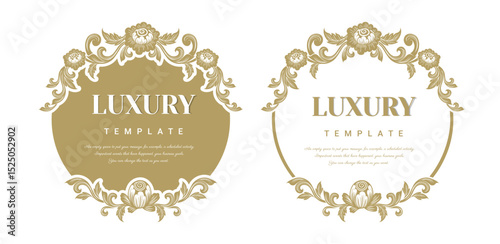 Decorative Thai traditional art frame for invitations, frames, menus, labels and websites. Elegant vector element Eastern style, place for text.