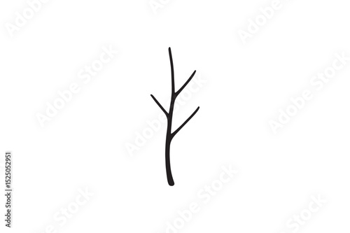 Twig silhouette on white background.01