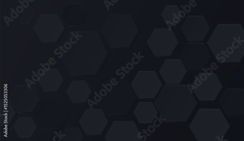Abstract 3D dark hexagonal plates background graphic illustration.