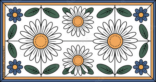 Daisy floral pattern background vector illustration graphic design element for fabric tile rug art decor editable stock vector illustration