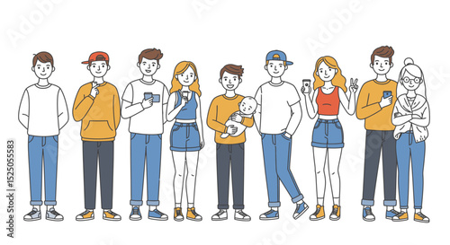 Talking Friends in Line – Cartoon People Illustration