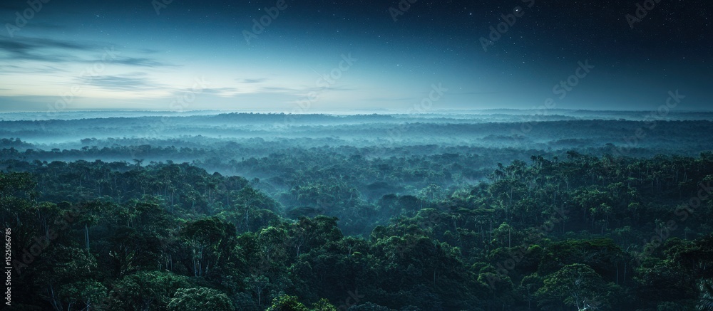 Fototapeta premium Lush rainforest landscape at dawn
