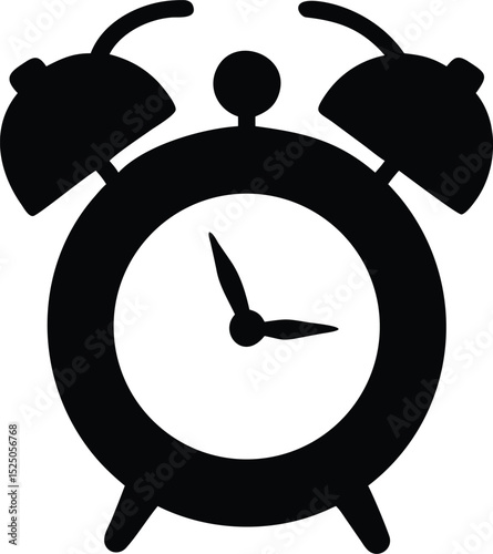 Black and White of an Alarm Clock with Hour and Minute Hands