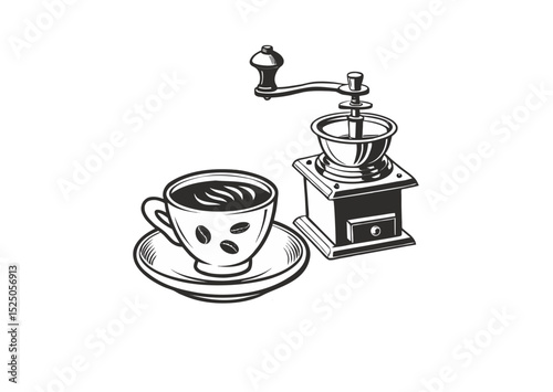 coffee cup and coffee beans