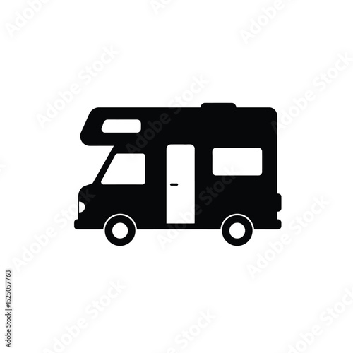 Campervan motorhome travel vehicle icon silhouette
