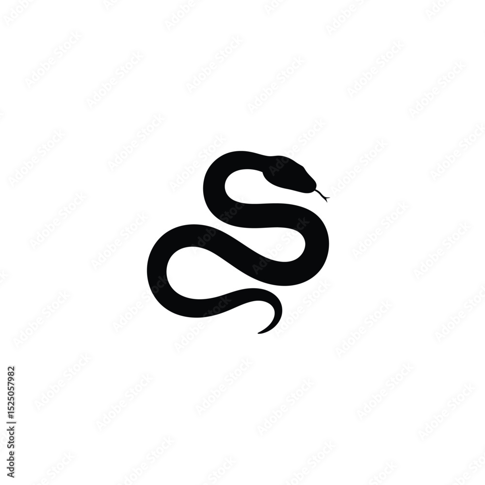 Obraz premium Silhouette of Serpentine Silhouette: A sleek, black serpentine silhouette gracefully curves, showcasing the elegant form of a snake against a bright backdrop. It is minimalist, stylish and impactful