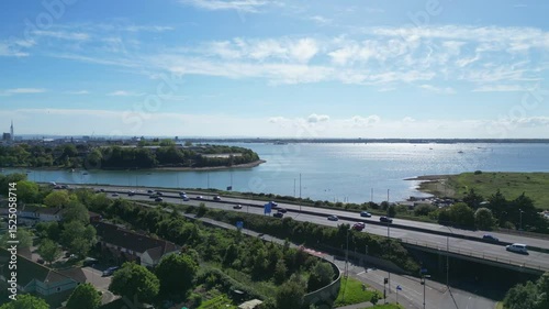 Wallpaper Mural Aerial Footage of Beautiful British Tourist Attraction and Portsmouth City at Sea Port, England United Kingdom. Drone Camera Footage Was Captured on May 15th, 2024 Torontodigital.ca