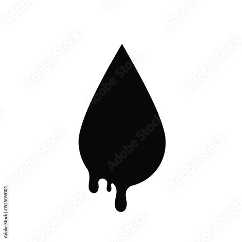 Dripping black drop abstract design element