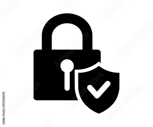 Lock shield symbolizing security and protection, embodying icon. Safeguarding digital information and confidentiality in modern technology vector design and illustration.

