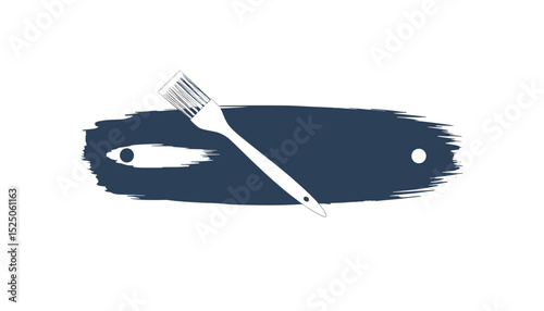 Minimal paintbrush with brushstroke mark icon on white background