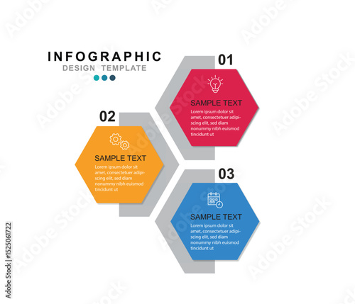 Vector Infographic label design template with icons and 3 options or steps. 