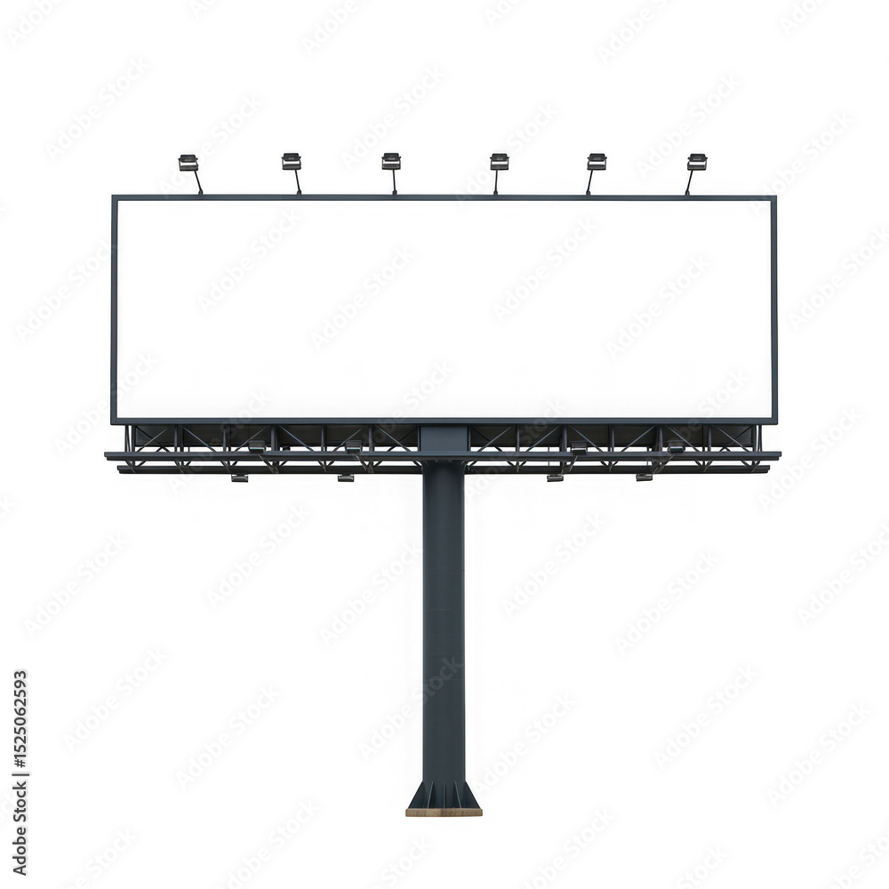 Obraz premium Isolated billboard with black display surface against a solid white background