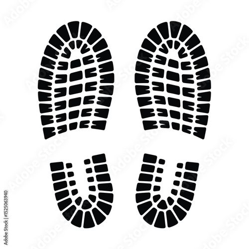 Black Boot Prints on White Background Illustration