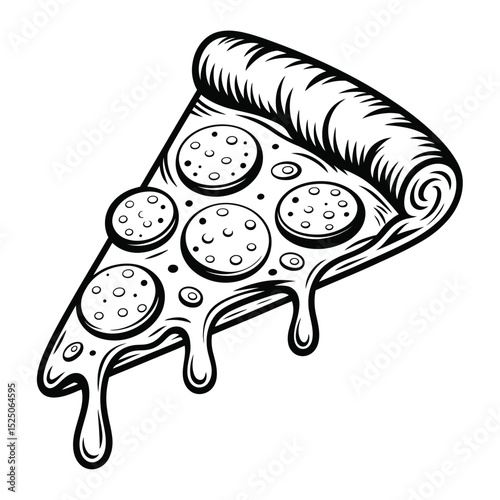 Delicious Melted Pepperoni Pizza Slice Illustration