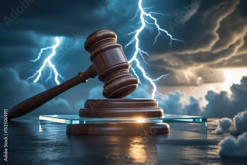 Gavel Storm Justice Dramatic Legal Concept