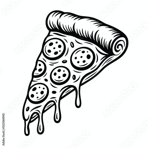Delicious Melted Pepperoni Pizza Slice Illustration
