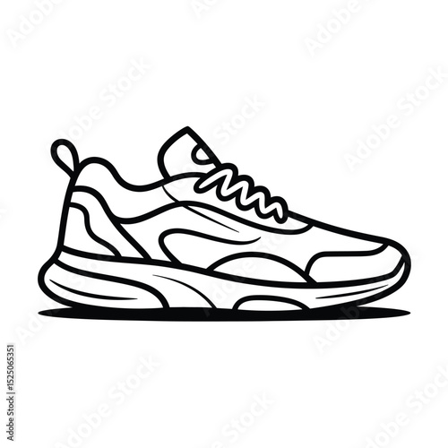 Line Art Illustration of a Modern Sneaker