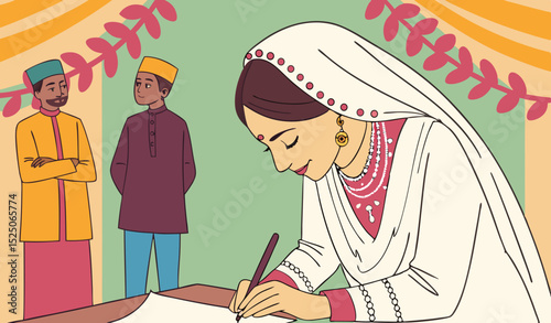 Pakistani Muslim bridal sign wedding contract     