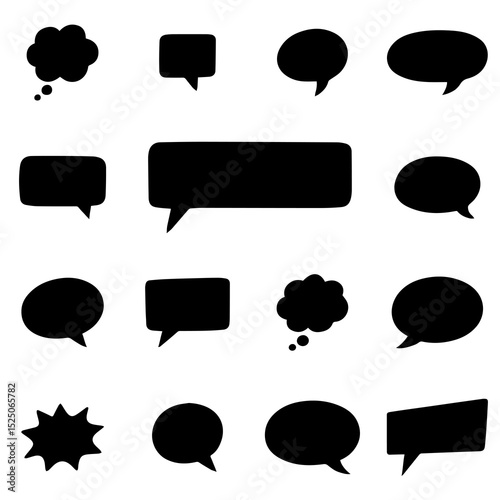 Speech Bubble set. Talk bubble. Cloud speech bubbles collection. Retro empty comic speech bubbles, Speech Bubble PNG Vector Illustration photo