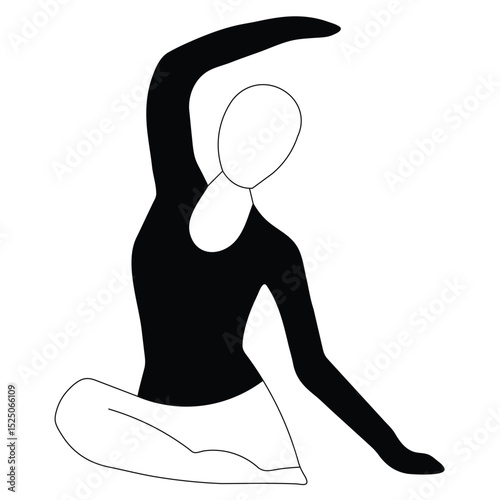 Vector illustration of a woman's silhouette in a white dress, perfect for yoga, fitness, and relaxation