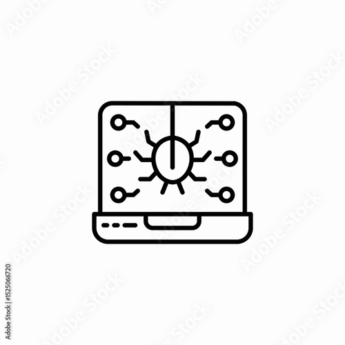 laptop virus spider icon sign vector