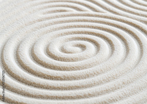 Wallpaper Mural Concentric spiral patterns drawn in fine white sand, evoking calm and tranquility, often seen in Zen gardens. Torontodigital.ca