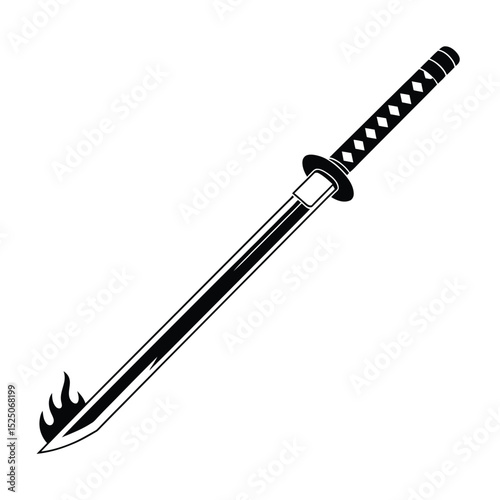 Flaming Katana Sword Japanese Samurai Weapon Graphic