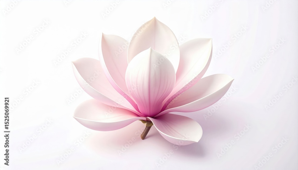 Fototapeta premium Delicate Pink Magnolia Flower On White Background