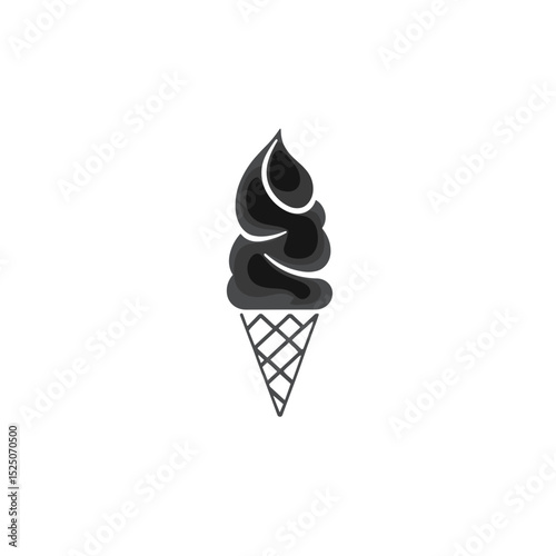 Simple black silhouette of an ice cream cone, symbolizing sweetness and enjoyment