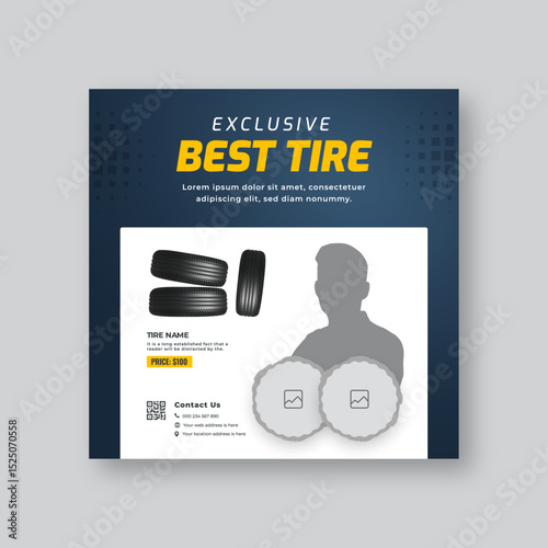 Digital banner design for tire shop marketing | Automotive service and wheel replacement ad for social media
