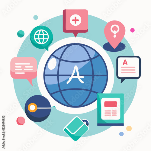 International Translation Day Vector Illustration Set on White Background