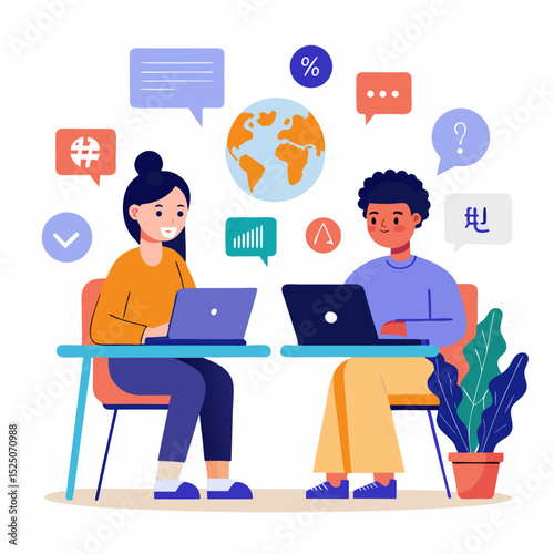 International Translation Day Vector Illustration Set on White Background