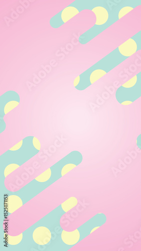 Illustration of yellow polka dot background with pastel pink wavy lines