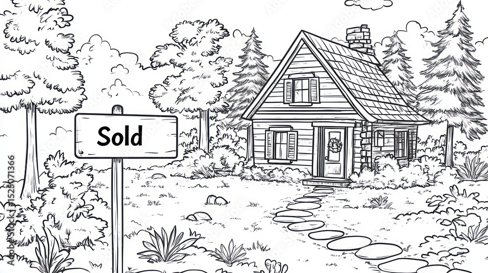 Obraz premium Charming, rustic cabin in a wooded area, 