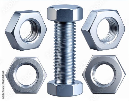 Metal Fastener Set – Bolt, Nut, and Washer Transparent PNG