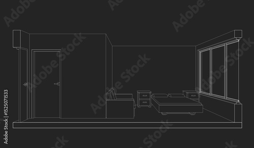 3D illustration of interior project 
